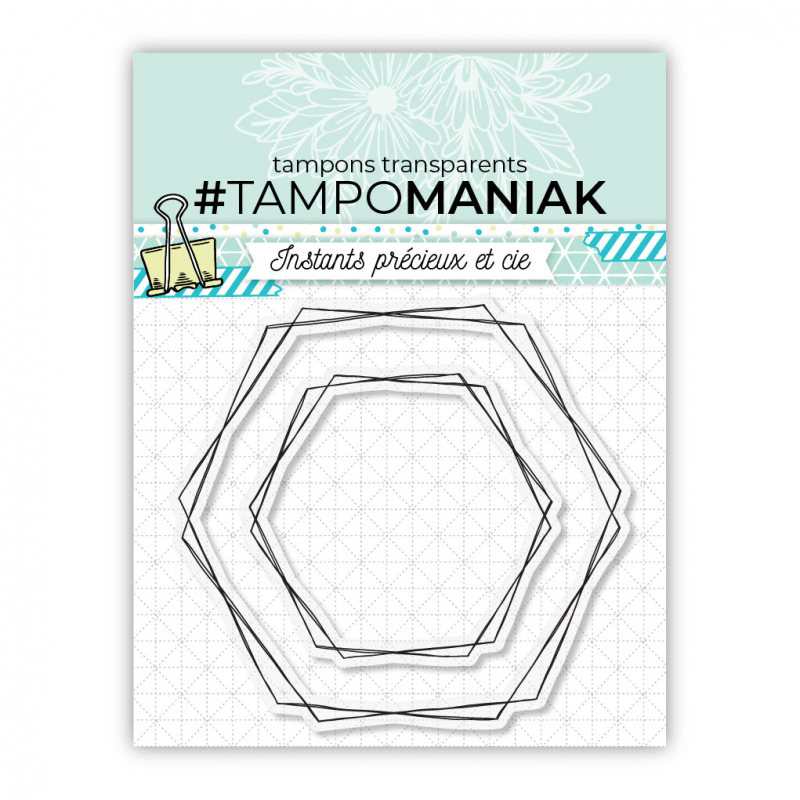 Tampon cadres hexagones - combinable avec tampons - 10x10cm