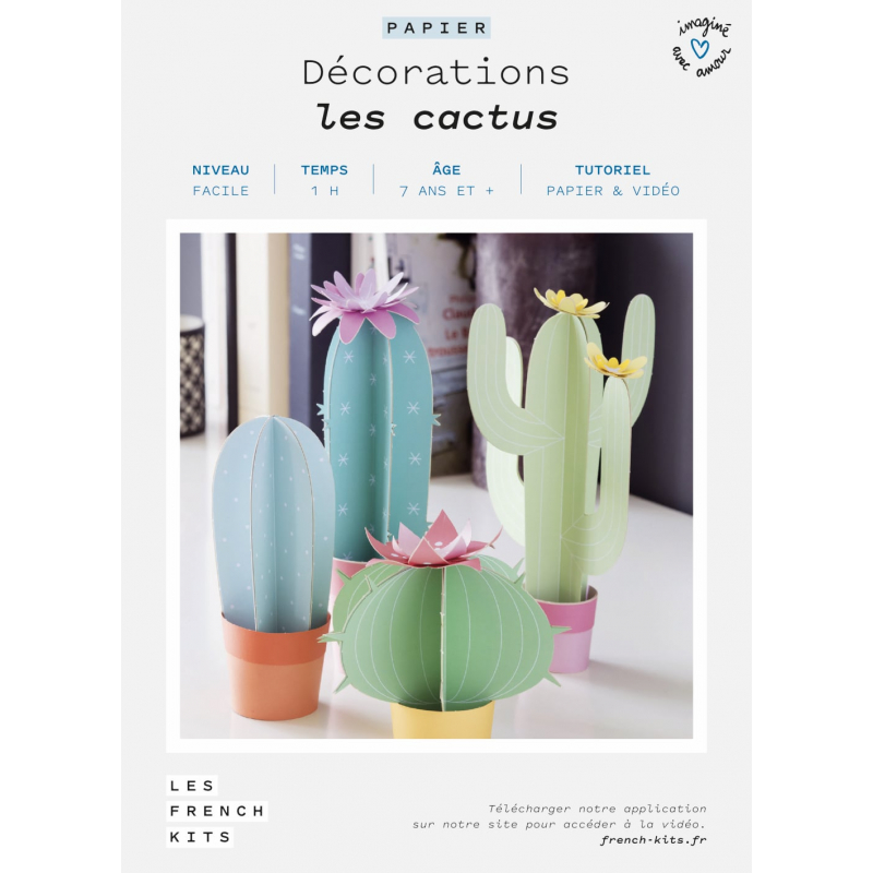Kit pour créer 4 cactus décoratifs en papier