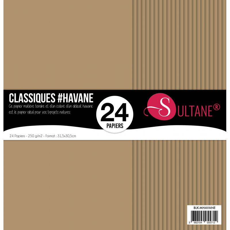 Bloc de 24 papiers Sultane - Cardstock Havane