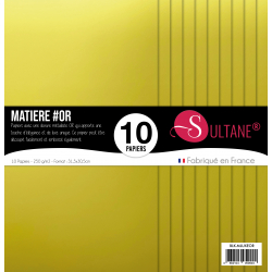 Bloque de 10 papeles Sultane - Material - Oro de lujo - Grueso - 300g/m2