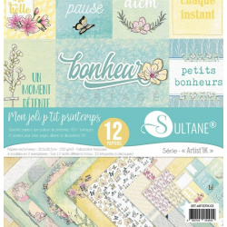 Lote de 12 papeles para scrapbooking - Mi linda primavera - 250g/m2