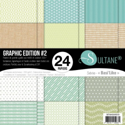 Set de 12 papeles para scrapbooking con diseños gráficos - 250g/m2