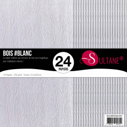 Bloque de 24 papeles Sultane White Wood - 300 g/m2 - 31,5x30,5 cm