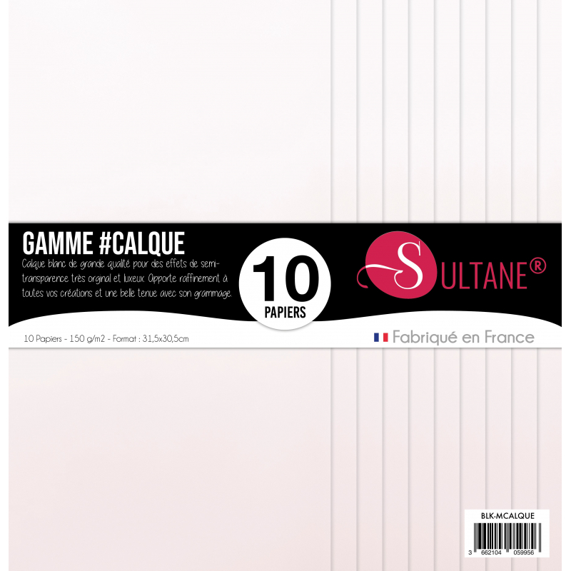 Set de 10 papiers Sultane - Calque - 200g/m2 -31,5x30,5cm