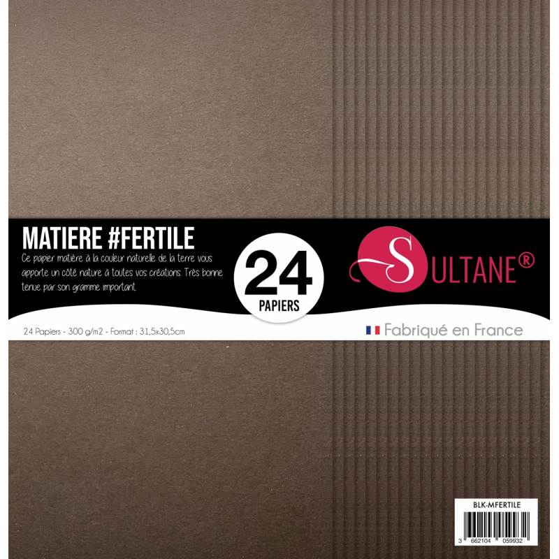 Bloc de 24 papiers Sultane - Fertile - 250g/m2 -31,5x30,5cm