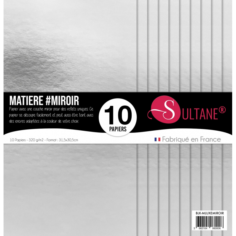 Bloc de 10 papiers métal MIROIR Sultane® - Carton - 31,5x30,5cm